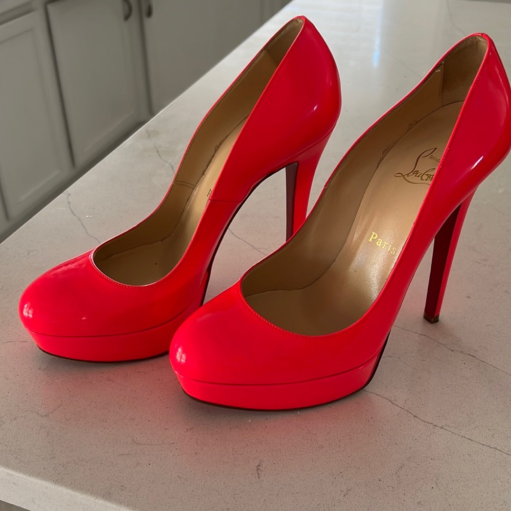 Christian Louboutin 140 mm patent leather Bianca pumps